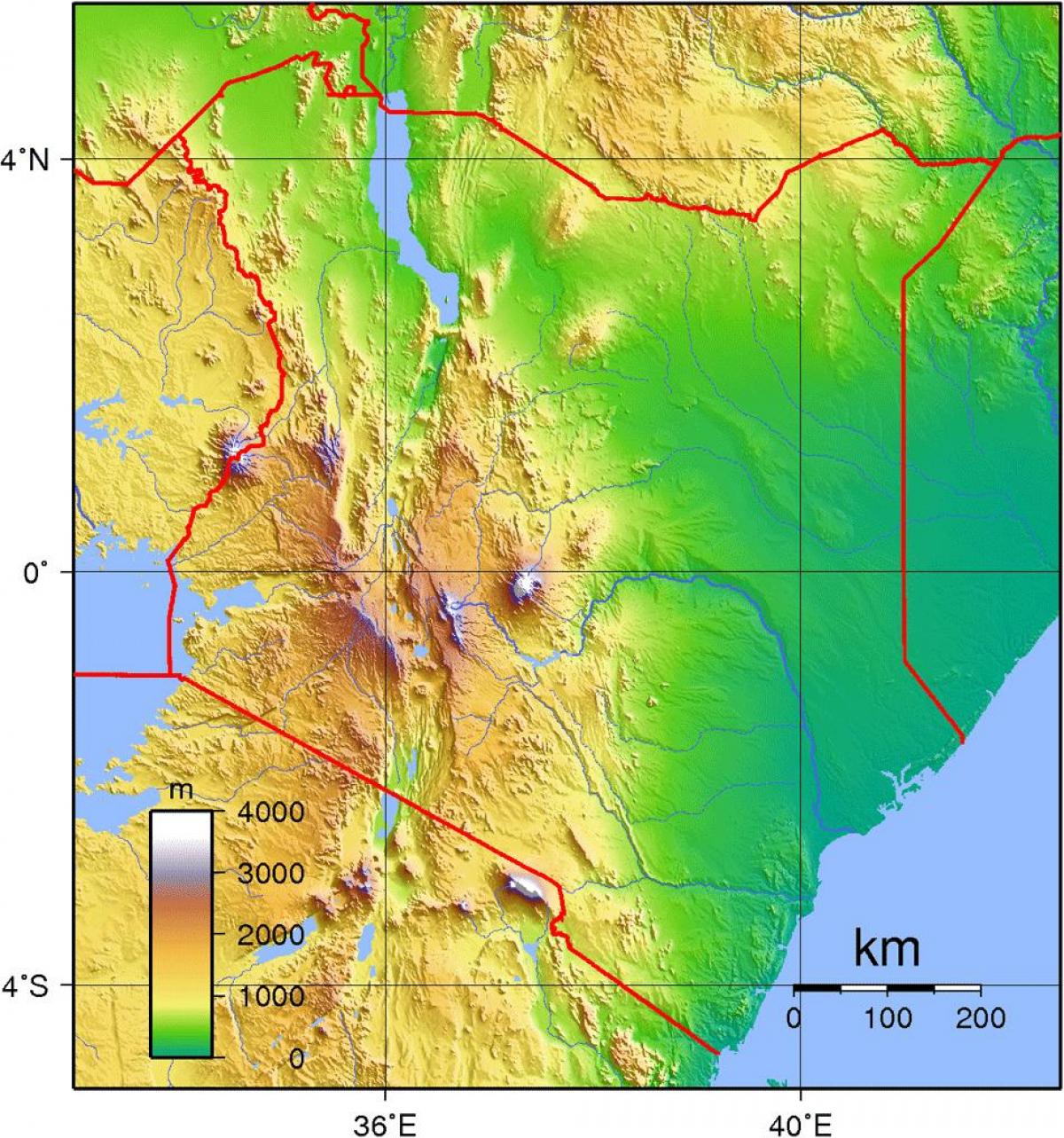 Kenya magassági térkép