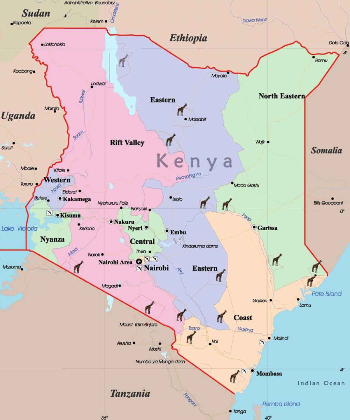 térkép Kenya nyelv