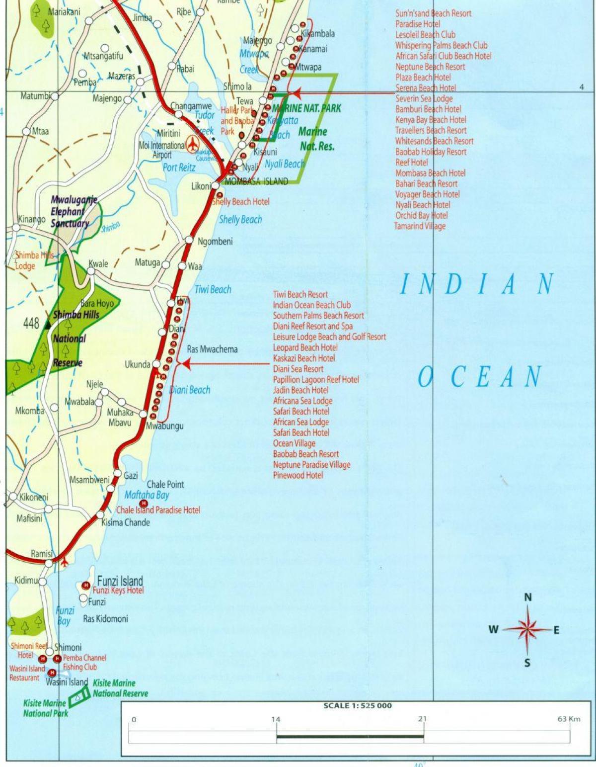 térkép Kenyai tengerparton