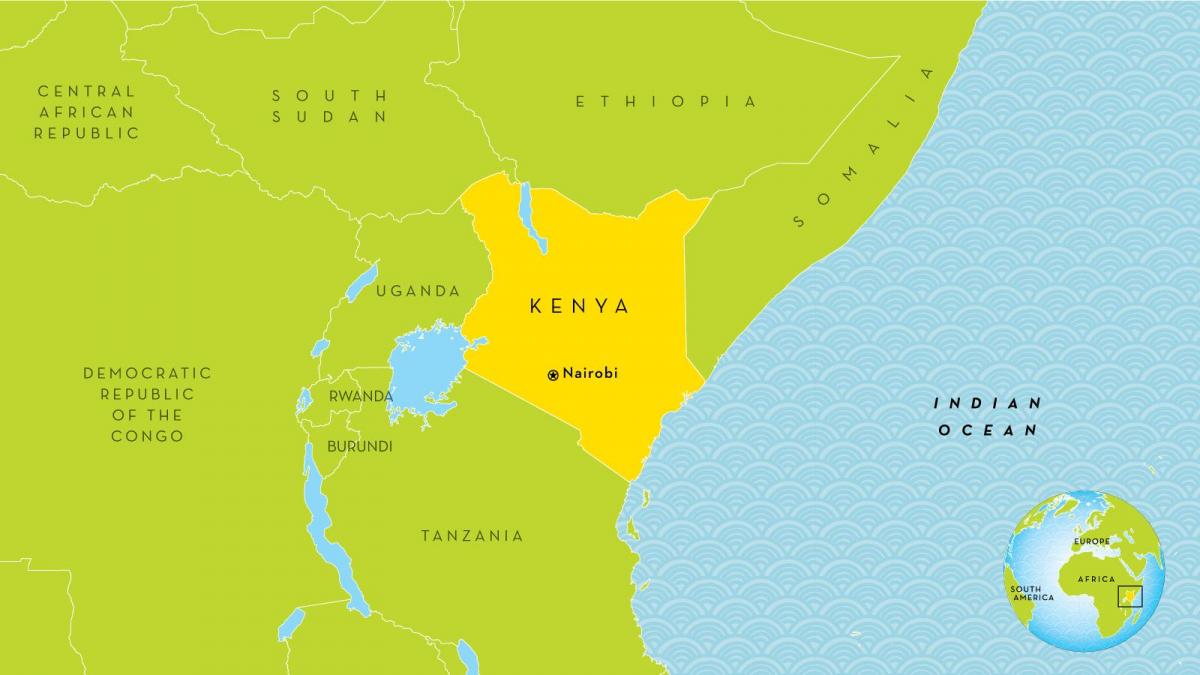 térkép Kenya, valamint a környező országokban