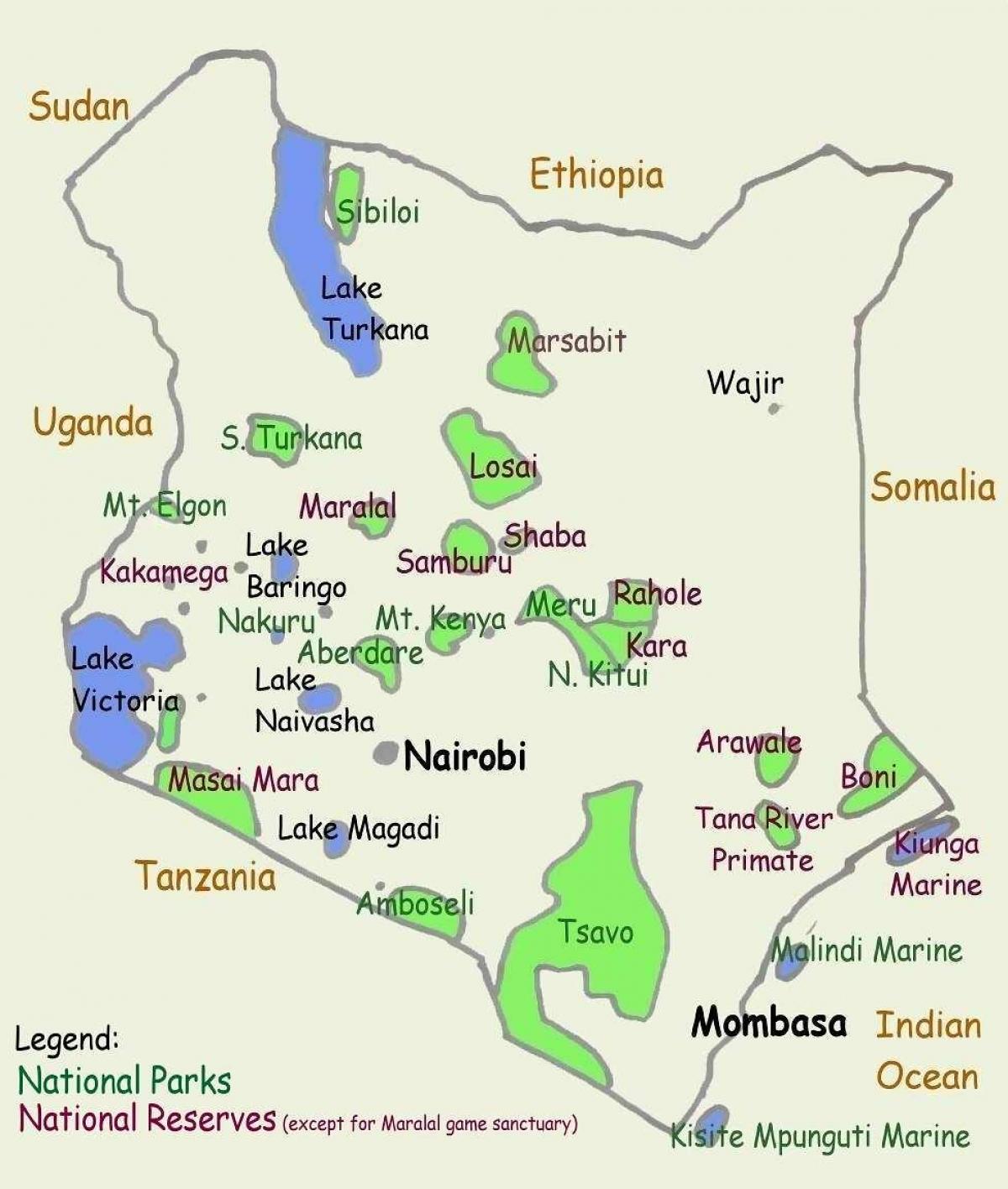 térkép tavak Kenyában
