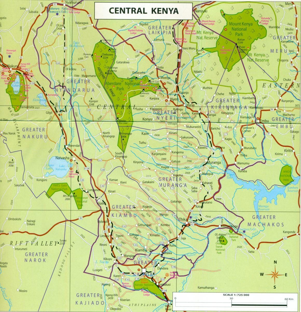 térkép központi Kenya