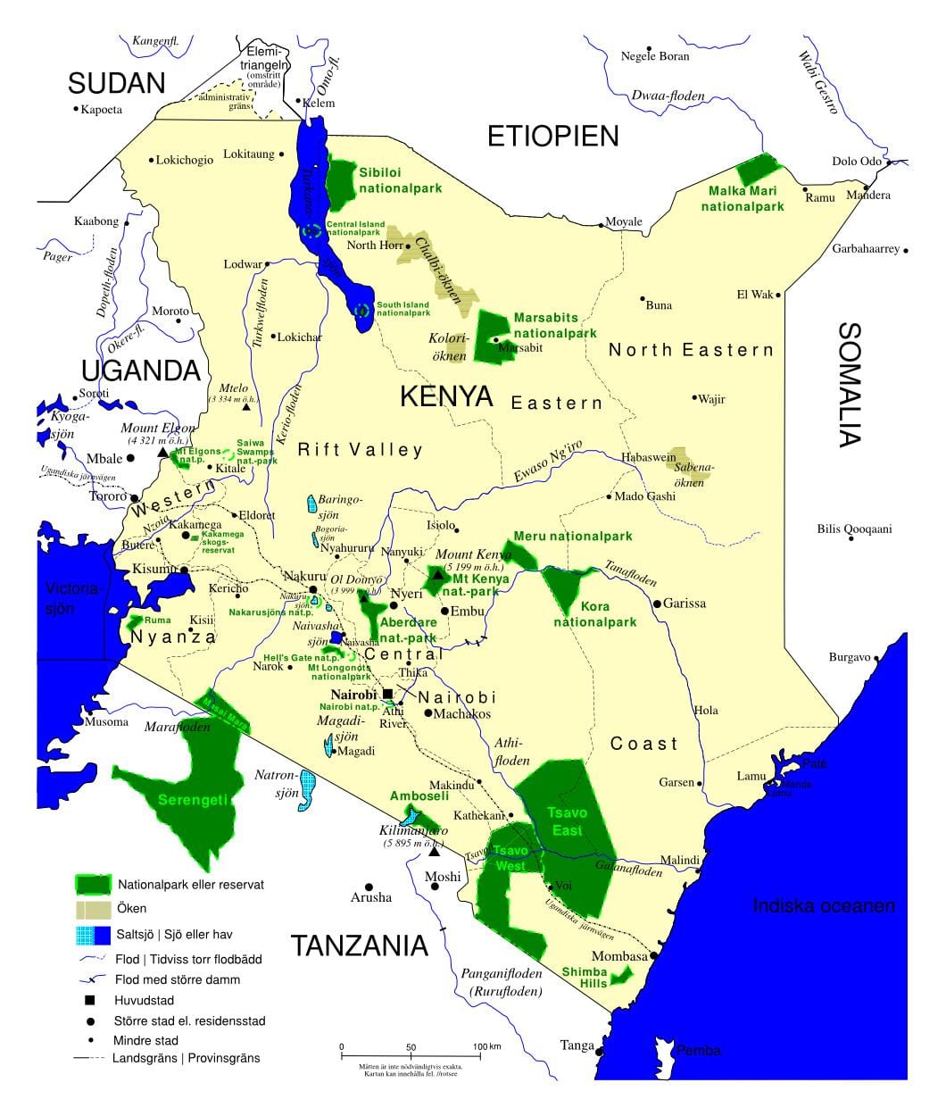 térkép Kenya madár
