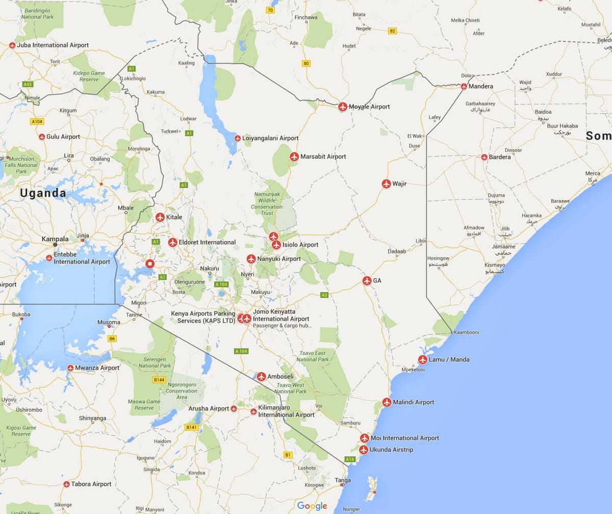 térkép Kenya repülőterek