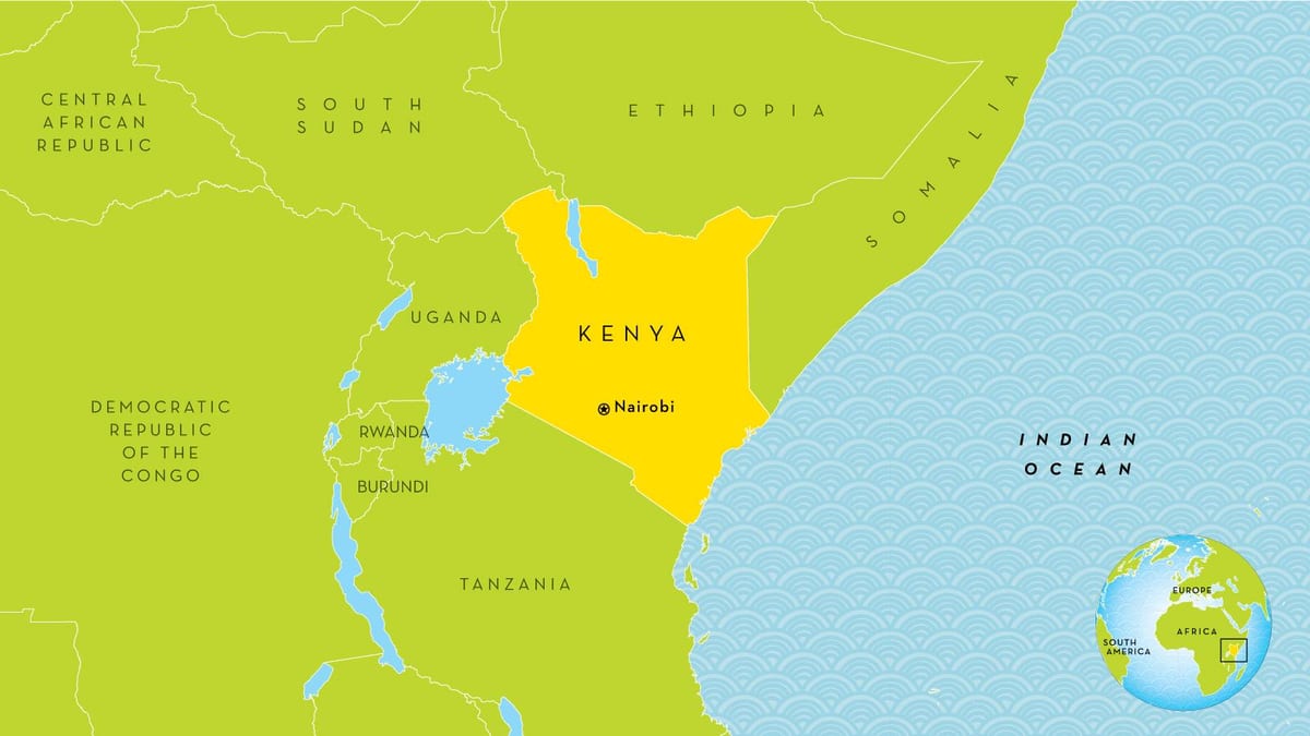 térkép Kenya, valamint a környező országokban