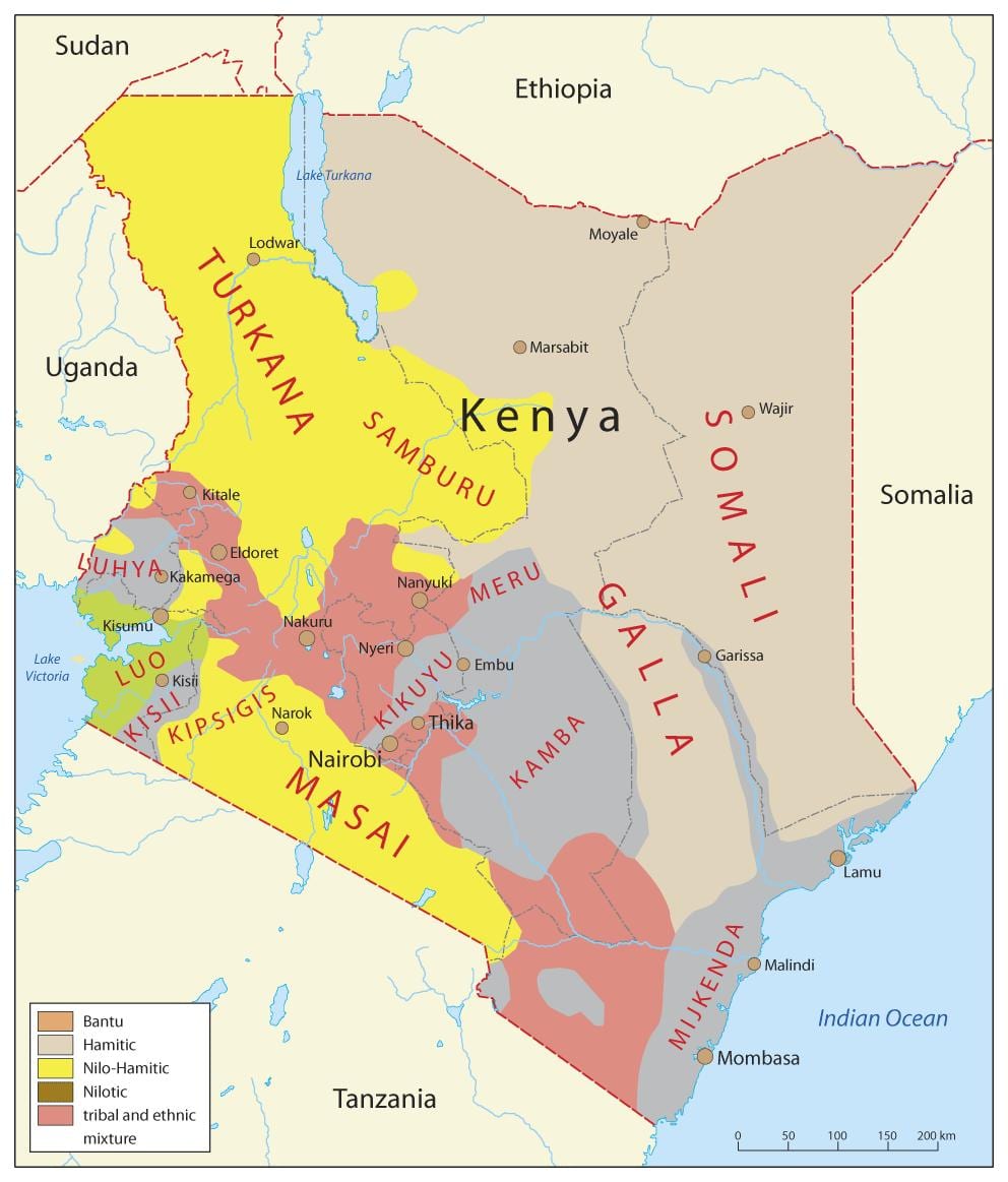 Kenya etnikai térkép