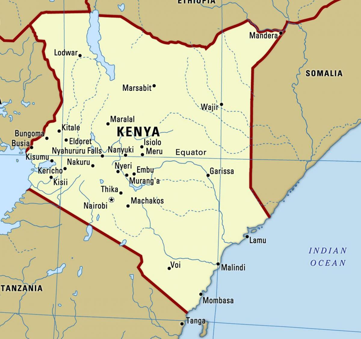 térkép Kenya a városok