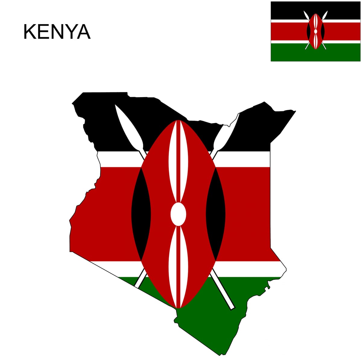térkép Kenya zászló