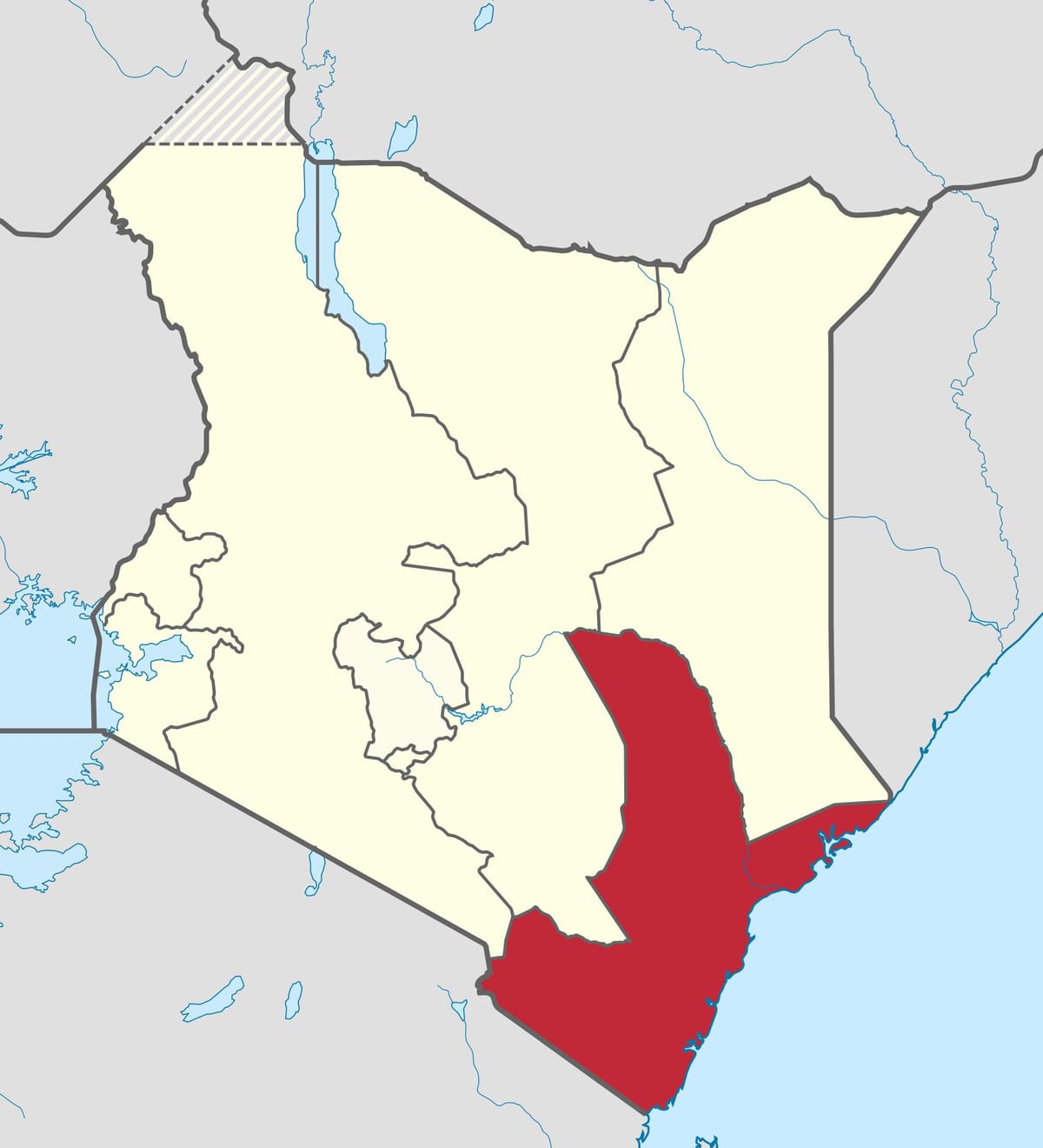 térkép parti tartomány, Kenya
