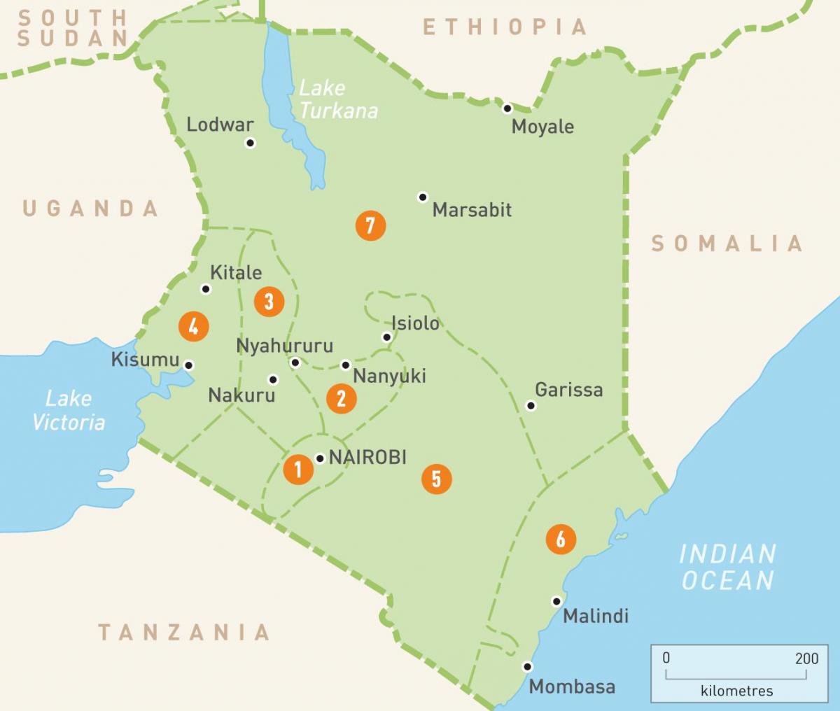 térkép Kenya mutatja tartományok