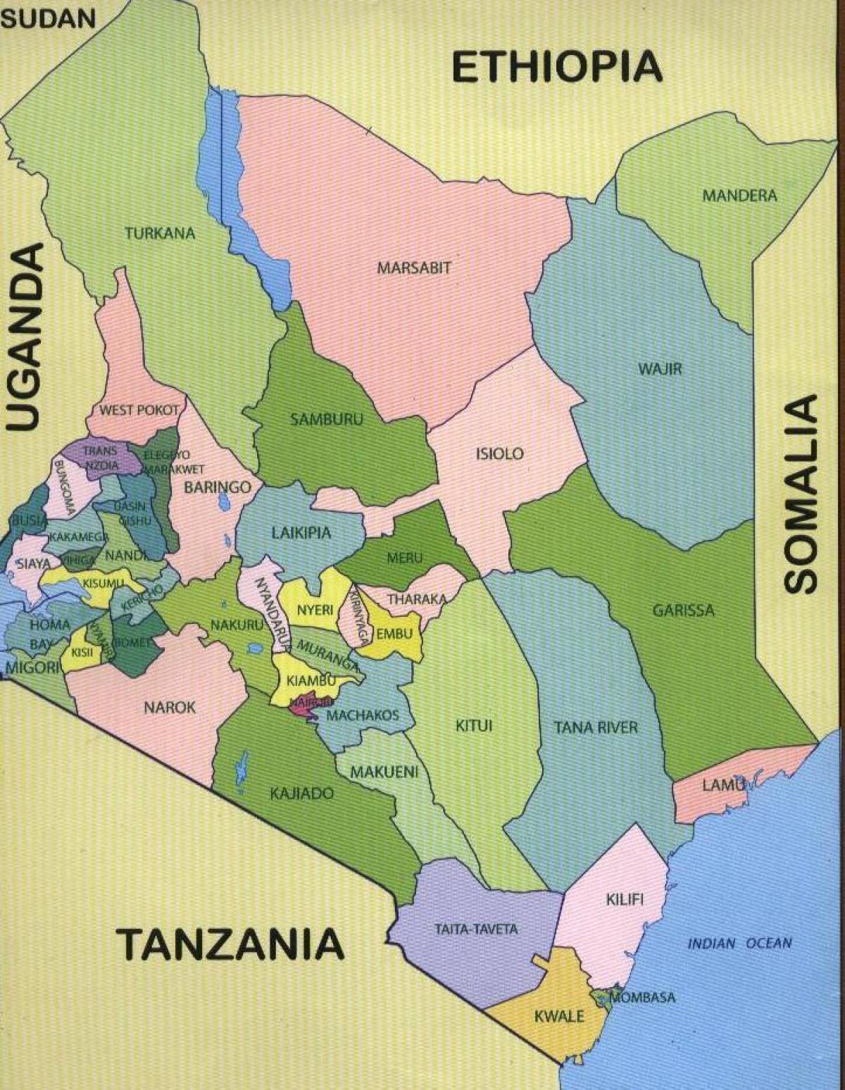 új térkép Kenya megyék
