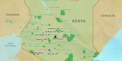 Térkép Kenya nemzeti parkok, illetve fenntartja