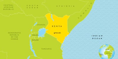 Térkép Kenya, valamint a környező országokban
