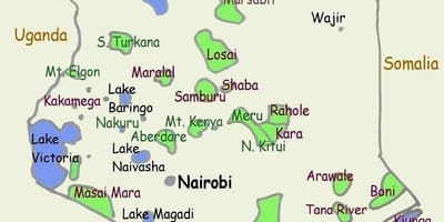 Térkép tavak Kenyában