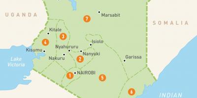 Térkép Kenya mutatja tartományok